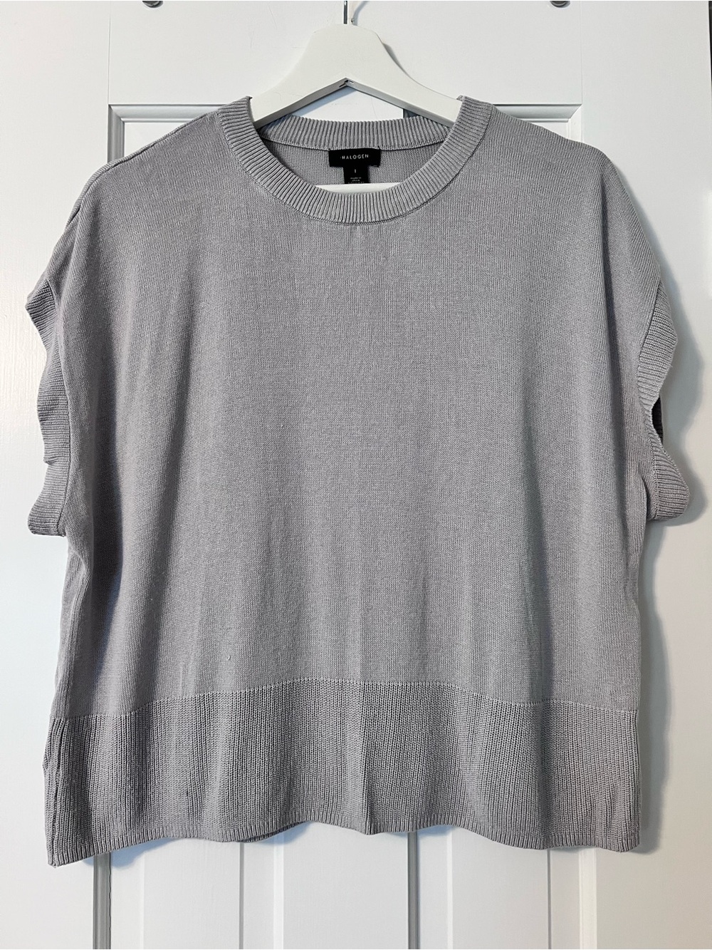 Halogen Heather Gray Ribbed-Neck Knit Tee Size XL